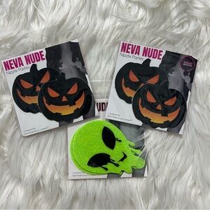 Neva Nude Nipztik Pasties 3 sets pumpkin and alien NEW blacklight reactive